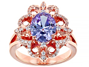 Lavender And White Cubic Zirconia 18k Rose Gold Over Sterling Silver Ring 5.00ctw