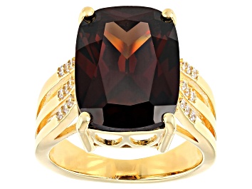 Picture of Brown And White Cubic Zirconia 18K Yellow Gold Over Sterling Silver Ring 16.31ctw