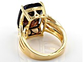 Brown And White Cubic Zirconia 18K Yellow Gold Over Sterling Silver Ring 16.31ctw