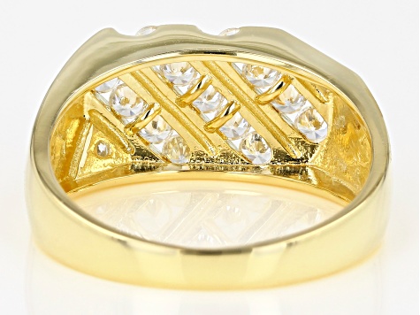 White Cubic Zirconia 18K Yellow Gold Over Sterling Silver Mens Ring 1.82ctw