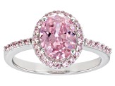 Pink Cubic Zirconia Rhodium Over Sterling Silver Ring 3.59ctw