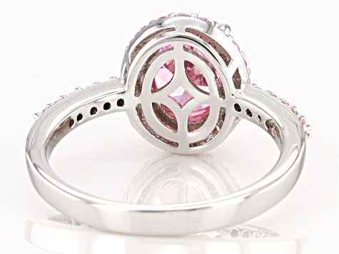 Pink Cubic Zirconia Rhodium Over Sterling Silver Ring 3.59ctw
