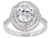 White Cubic Zirconia Rhodium Over Sterling Silver Ring 5.82ctw (2.66ctw DEW)