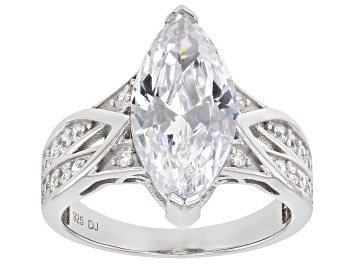 Picture of White Cubic Zirconia Platinum Over Sterling Silver Ring 6.69ctw (4.16ctw DEW)