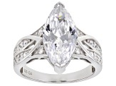 White Cubic Zirconia Platinum Over Sterling Silver Ring 6.69ctw (4.16ctw DEW)