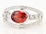 Red And White Cubic Zirconia Rhodium Over Sterling Silver Ring 4.02ctw