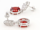 Red And White Cubic Zirconia Rhodium Over Sterling Silver Earrings 5.58ctw