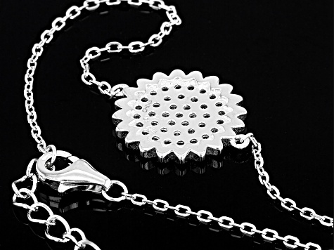 White Cubic Zirconia Rhodium Over Sterling Silver Sunflower Bracelet 0.90ctw (0.58ctw DEW)
