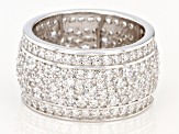 White Cubic Zirconia Rhodium Over Sterling Silver Band Ring 6.56ctw