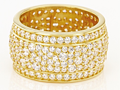 White Cubic Zirconia 18K Yellow Gold Over Sterling Silver Band Ring 6 ...