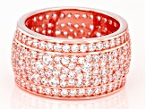 White Cubic Zirconia 18K Rose Gold Over Sterling Silver Band Ring 6.56ctw