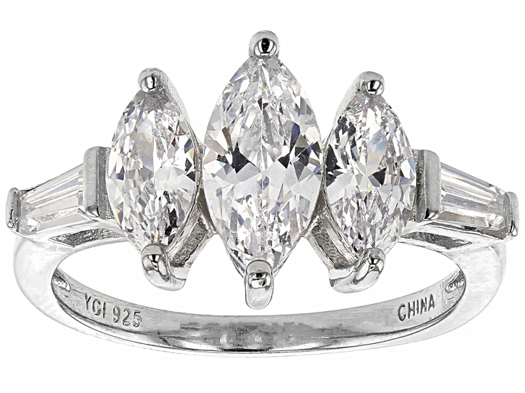 White Cubic Zirconia Rhodium Over Sterling Silver Ring 3.42ctw