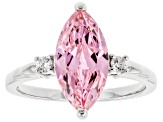 Pink And White Cubic Zirconia Rhodium Over Sterling Silver Ring 4.52ctw