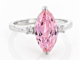 Pink And White Cubic Zirconia Rhodium Over Sterling Silver Ring 4.52ctw