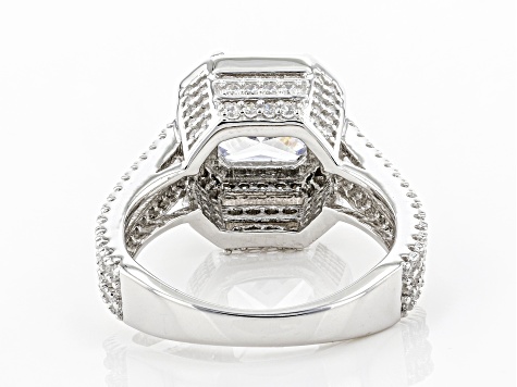 White Cubic Zirconia Rhodium Over Sterling Silver Ring 5.23ctw