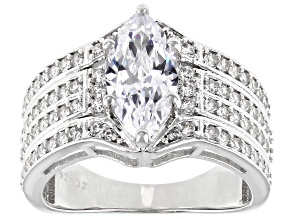 White Cubic Zirconia Rhodium Over Sterling Silver Ring 3.76ctw