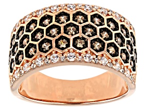 Champagne And White Cubic Zirconia 18K Rose Gold  Over Sterling Silver Ring 1.33ctw