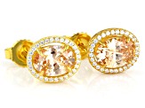 Champagne And White Cubic Zirconia 18K Yellow Gold Over Sterling Silver Earrings 3.68ctw