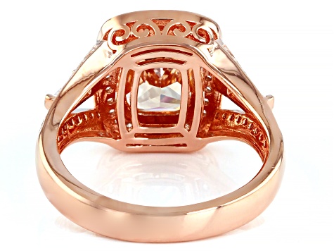 Champagne And White Cubic Zirconia 18K Rose Gold Over Sterling Silver Ring 5.04ctw
