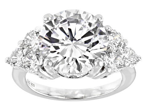 White Cubic Zirconia Rhodium Over Sterling Silver Ring 13.65ctw