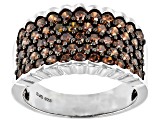 Mocha Cubic Zirconia Rhodium Over Sterling Silver Ring 3.30ctw