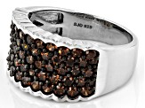 Mocha Cubic Zirconia Rhodium Over Sterling Silver Ring 3.30ctw