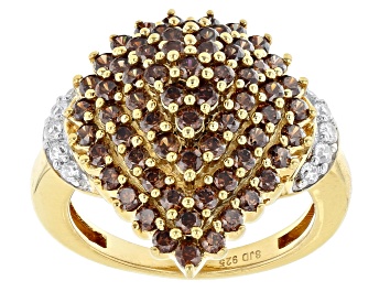 Picture of Mocha And White Cubic Zirconia 18K Yellow Gold Over Sterling Silver Ring 3.23ctw