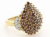 Mocha And White Cubic Zirconia 18K Yellow Gold Over Sterling Silver Ring 3.23ctw