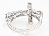 White Cubic Zirconia Rhodium Over Sterling Silver Cross Ring 1.35ctw