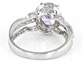 Lavender And White Cubic Zirconia Rhodium Over Sterling Silver Ring  4.28ctw