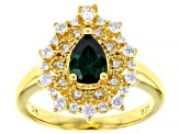 Green And White Cubic Zirconia 18K Yellow Gold Over Sterling Silver Ring 1.83ctw