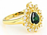 Green And White Cubic Zirconia 18K Yellow Gold Over Sterling Silver Ring 1.83ctw