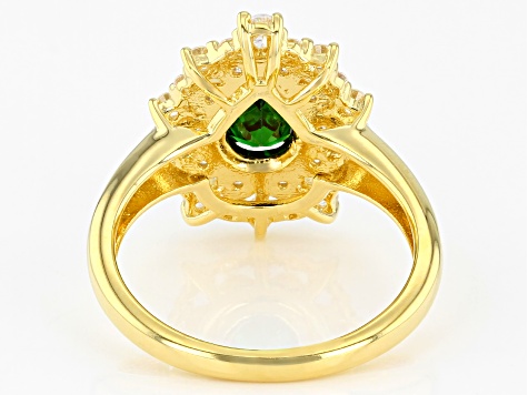 Green And White Cubic Zirconia 18K Yellow Gold Over Sterling Silver Ring 1.83ctw