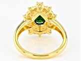 Green And White Cubic Zirconia 18K Yellow Gold Over Sterling Silver Ring 1.83ctw