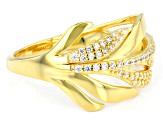 White Cubic Zirconia 18K Yellow Gold Over Sterling Silver Leaf Ring 0.55ctw