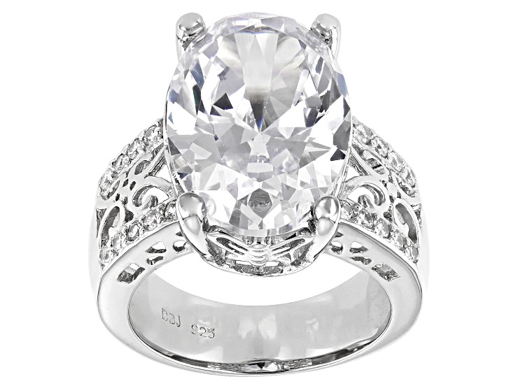 White Cubic Zirconia Rhodium Over Sterling Silver Ring 18.30ctw