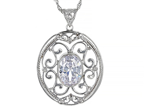 White Cubic Zirconia Rhodium Over Sterling Silver Pendant With Chain 10.10ctw