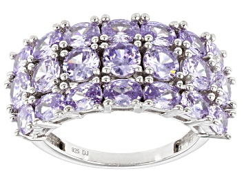 Picture of Lavender Cubic Zirconia Rhodium Over Sterling Silver Ring 6.57ctw