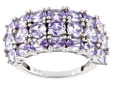 Lavender Cubic Zirconia Rhodium Over Sterling Silver Ring 6.57ctw