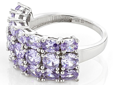Lavender Cubic Zirconia Rhodium Over Sterling Silver Ring 6.57ctw