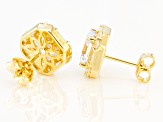 Asscher Cut White Cubic Zirconia 18k Yellow Gold Over Sterling Silver Earrings 7.17ctw
