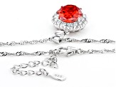 Orange And White Cubic Zirconia Rhodium Over Sterling Silver Pendant With Chain 10.85ctw
