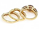 Mocha And White Cubic Zirconia 18k Yellow Gold Over Sterling Silver Ring With Bands 6.39ctw