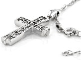 White Cubic Zirconia Rhodium Over Sterling Silver Cross Pendant With Chain 2.63ctw