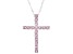 Pink Cubic Zirconia Rhodium Over Silver Cross Pendant With Chain 3.60ctw