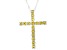 YellowCubic Zirconia Rhodium Over Silver Cross Pendant With Chain 3.60ctw
