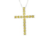 YellowCubic Zirconia Rhodium Over Silver Cross Pendant With Chain 3.60ctw