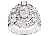 White Cubic Zirconia Rhodium Over Sterling Silver Ring 5.43ctw