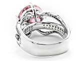 Pink And White Cubic Zirconia Rhodium Over Sterling Silver Ring 11.44ctw