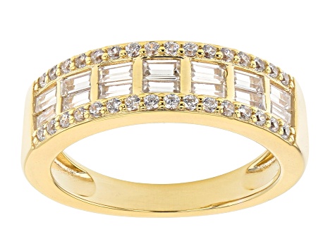 White Cubic Zirconia 18K Yellow Gold Over Sterling Silver Ring With Band 12.49ctw
